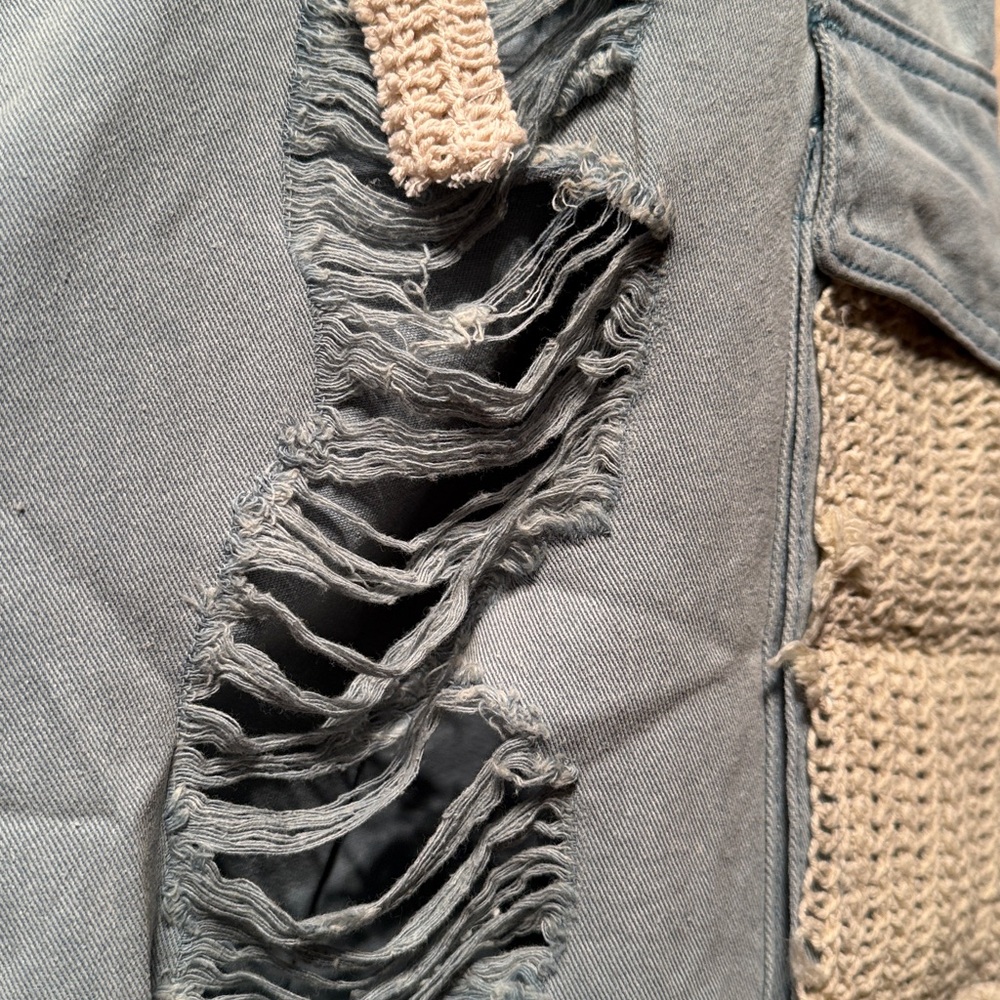 POL Patchwork Crochet Distressed Ripped boho jogg… - image 8